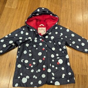 Hatley, Girls double layered Polka Dot Raincoat - Navy and Red